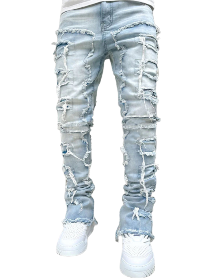 SHOPIQAT Men's New Stretch Patch Denim Straight Pants - Premium from shopiqat - Just $13.900! Shop now at shopiqat